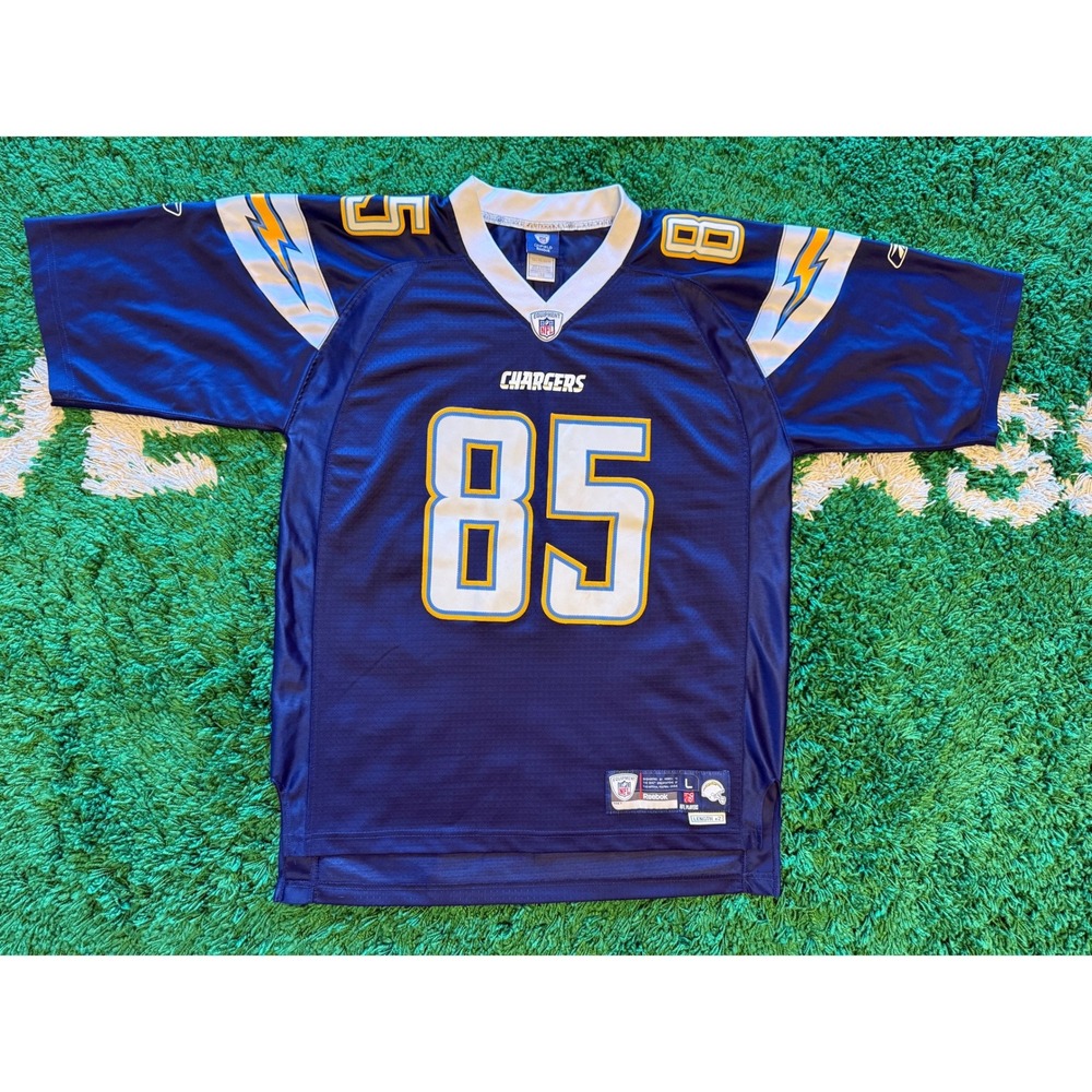 Reebok NFL Jersey Mens Large Blue Excellent Antonio Gates Chargers 85 Football